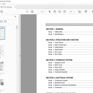 Hyundai RD215L Crawler Excavator (India) Service Manual 2023 PDF