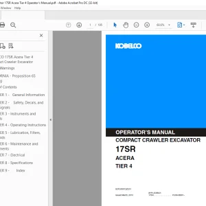 Kobelco 17SR Acera Tier 4 Operator's Manual PDF