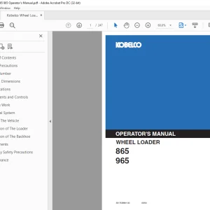 Kobelco 865 965 Wheel Loader Operator's Manual PDF