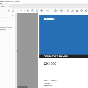 Kobelco CK1000 Crane Operator's Manual PDF