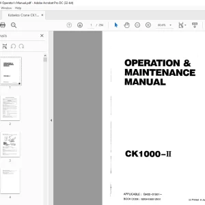 Kobelco CK1000 II Crawler Crane Operator's Manual PDF