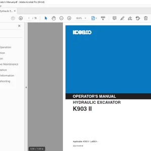 Kobelco K903 II Hydraulic Excavator Operator's Manual PDF