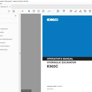 Kobelco K903C Hydraulic Excavator Operator's Manual PDF