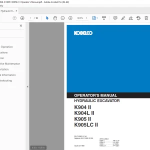 Kobelco K904 II K904L II K905 II K905LC II Operator's Manual PDF