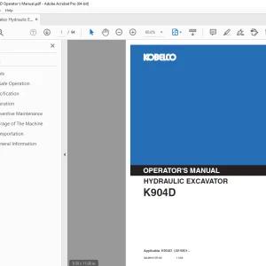 Kobelco K904D Hydraulic Excavator Operator's Manual PDF
