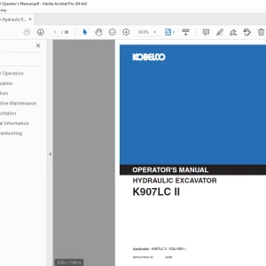 Kobelco K907LC II Hydraulic Excavator Operator's Manual PDF