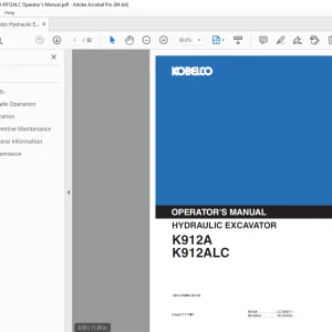 Kobelco K912A K912ALC Hydraulic Excavator Operator's Manual PDF