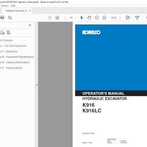 Kobelco K916 K916LC Operator's Manual PDF