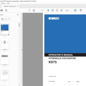 Kobelco K975 Hydraulic Excavator Operator's Manual PDF