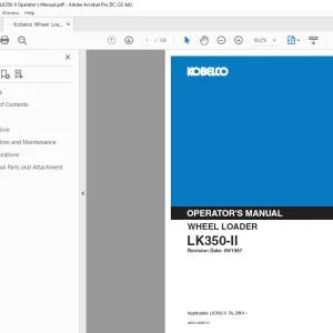 Kobelco LK350-II Wheel Loader Operator's Manual PDF