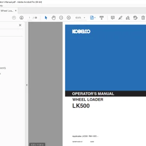 Kobelco LK500 Wheel Loader Operator's Manual PDF