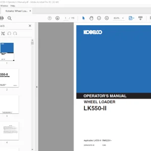 Kobelco LK550-II Wheel Loader Operator's Manual RM02201 - PDF DOWNLOAD