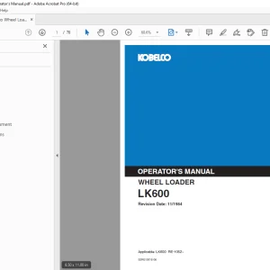 Kobelco LK600 Wheel Loader Operator's Manual PDF