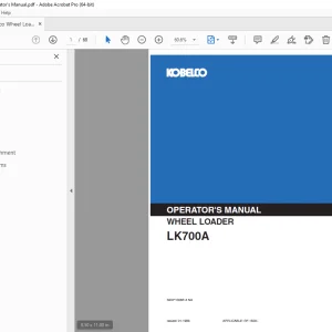 Kobelco LK700A Wheel Loader Operator's Manual PDF