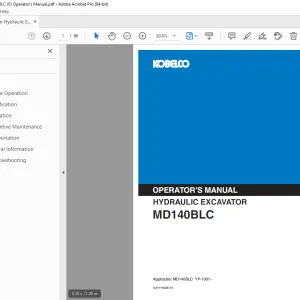 Kobelco MD140BLC Hydraulic Excavator Operator's Manual PDF