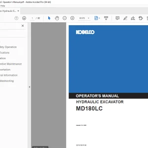 Kobelco MD180LC Hydraulic Excavator Operator's Manual PDF