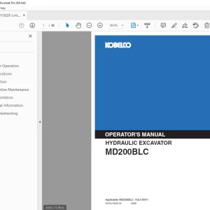 Kobelco MD200BLC Hydraulic Excavator Operator's Manual PDF
