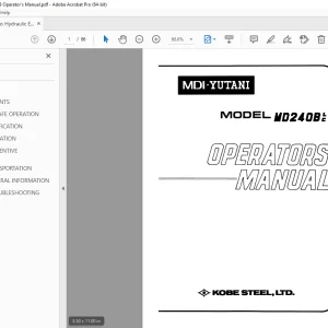 Kobelco MD240B Hydraulic Excavator Operator's Manual PDF