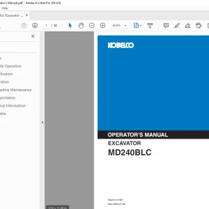 Kobelco MD240BLC Excavator Operator's Manual PDF