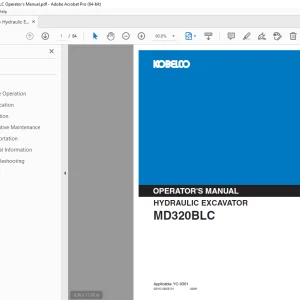 Kobelco MD320BLC Hydraulic Excavator Operator's Manual PDF