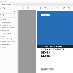 Kobelco SK013 SK015 Hydraulic Excavator Operator's Manual PDF