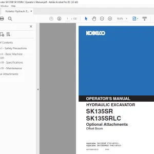 Kobelco SK135SR SK135SRLC Operator's Manual PDF