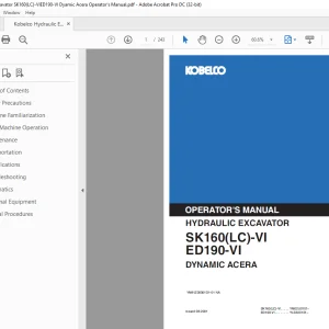 Kobelco SK160(LC)-VI ED190-VI Operator's Manual PDF