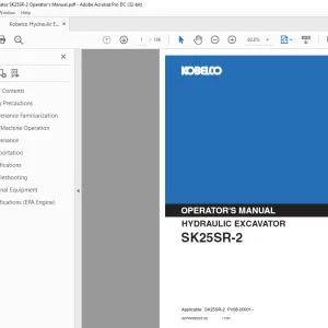 Kobelco SK25SR-2 Hydraulic Excavator Operator's Manual - PDF DOWNLOAD