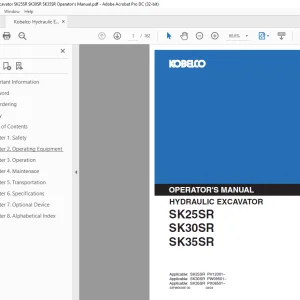 Kobelco SK25SR SK30SR SK35SR Operator's Manual PDF