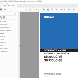 Kobelco SK290LC-6E SK330LC-6E Operator's Manual PDF