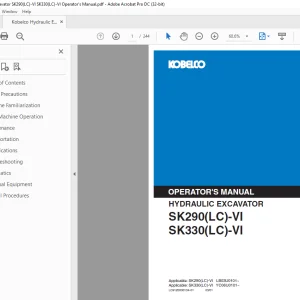 Kobelco SK290(LC)-VI SK330(LC)-VI Operator's Manual PDF