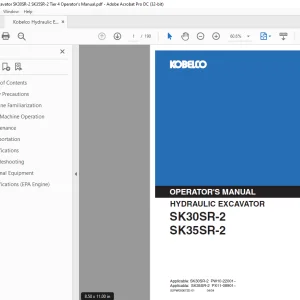 Kobelco SK30SR-2 SK35SR-2 Tier 4 Operator's Manual PDF