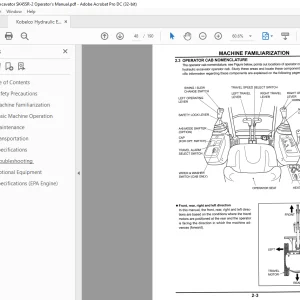 Kobelco SK45SR-2 Hydraulic Excavator Operator's Manual - PDF DOWNLOAD