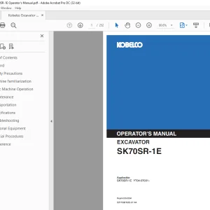 Kobelco SK70SR-1E Hydraulic Excavator Operator's Manual - PDF DOWNLOAD