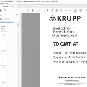 Krupp Telescopic Crane 70 GMT-AT Operating & Maintenance Instructions Manual