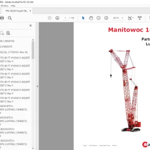 Manitowoc 18000 Luffing Jib Parts Manual 602616 - PDF DOWNLOAD