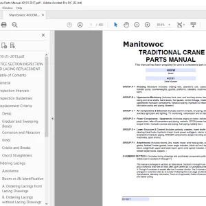 Manitowoc 4000W Traditional Crane Parts Manual 40191 -  PDF DOWNLOAD