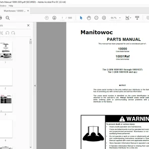Manitowoc Crane 10000 Parts Manual SN 10001Ref - PDF DOWNLOAD