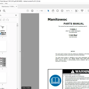 Manitowoc Crane 11000-1 Parts Manual SN 11001Ref - PDF DOWNLOAD