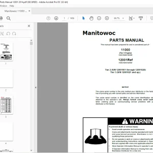 Manitowoc Crane 11000 (Tier 3 Engine) Parts Manual SN 12001Ref PDF