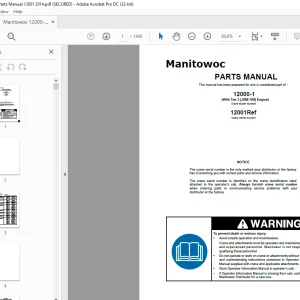 Manitowoc Crane 12000-1 Parts Manual SN 12001Ref - PDF DOWNLOAD