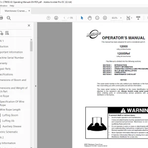 Manitowoc Crane 12000 Operator's Manual SN 12005Ref - PDF DOWNLOAD
