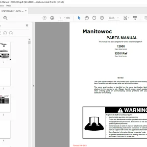 Manitowoc Crane 12000 Parts Manual SN 12001Ref - PDF DOWNLOAD