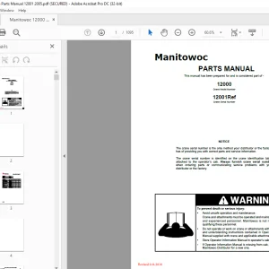 Manitowoc Crane 12000 Parts Manual SN 12001Ref - PDF DOWNLOAD