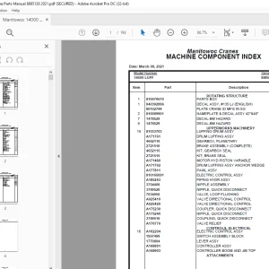 Manitowoc Crane 14000 LUFF Parts Manual SN 8885128 PDF