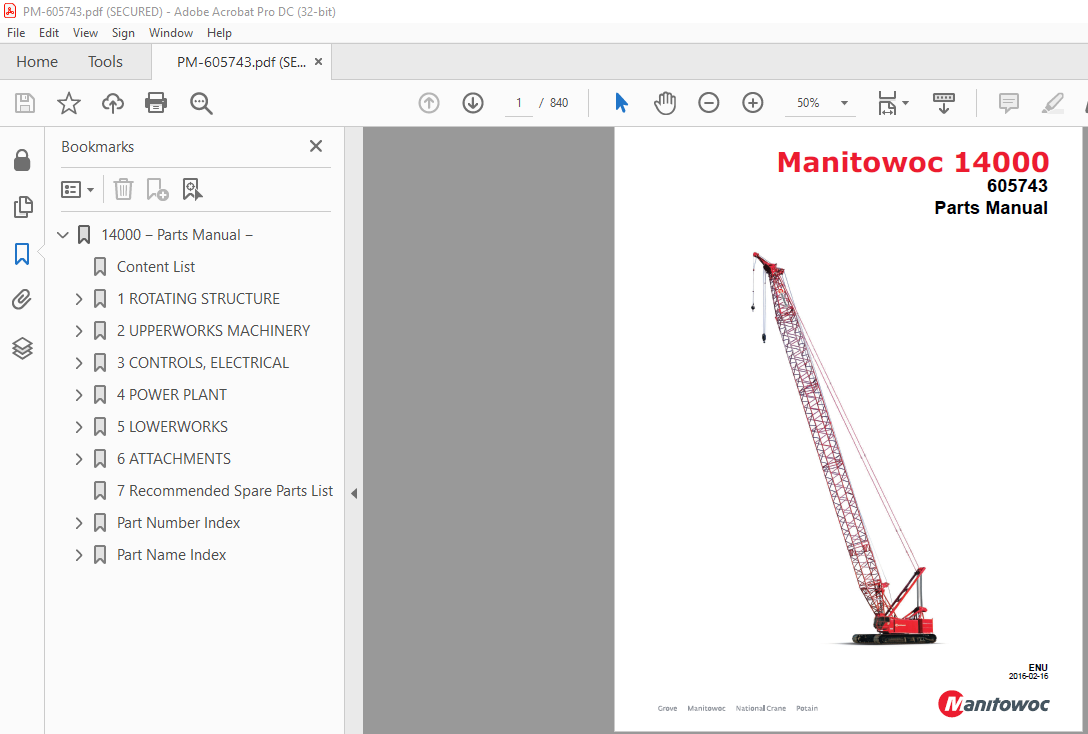 Manitowoc Crane 14000 Part Manual 605743 PDF - HeyDownloads - Manual ...