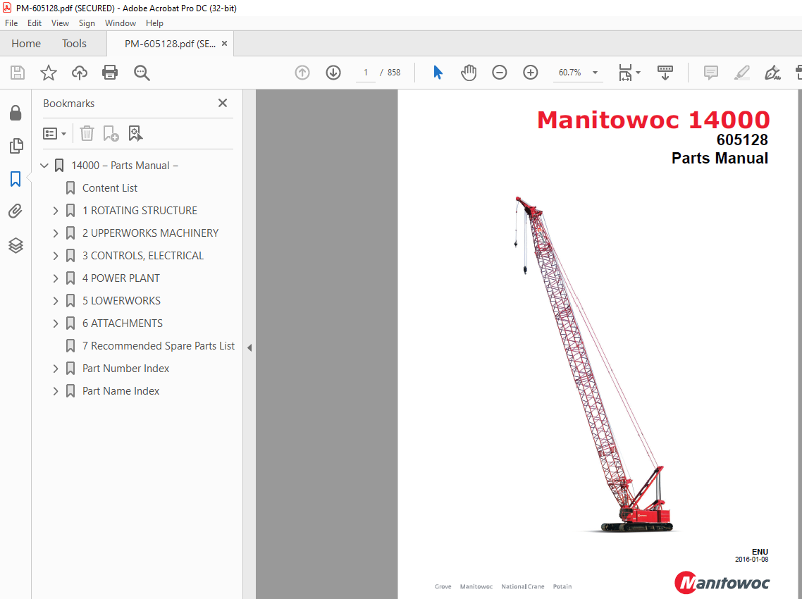 Manitowoc Crane 14000 Parts Manual 605128 - Pdf Download - Heydownloads 