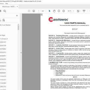 Manitowoc Crane 14000 Parts Manual SN 605127 - PDF DOWNLOAD