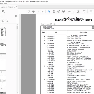 Manitowoc Crane 16000 Wind Attac Parts Manual 16007057