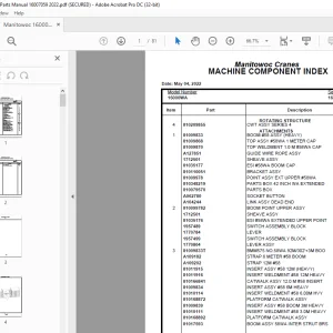 Manitowoc Crane 16000WA Parts Manual 16007059 PDF